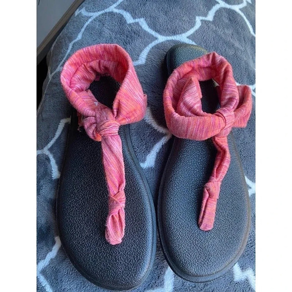Sanuk Women's US 6 Sandals Pink  Comfy Summer Casual Memory Foam Preowned - Picture 2 of 4